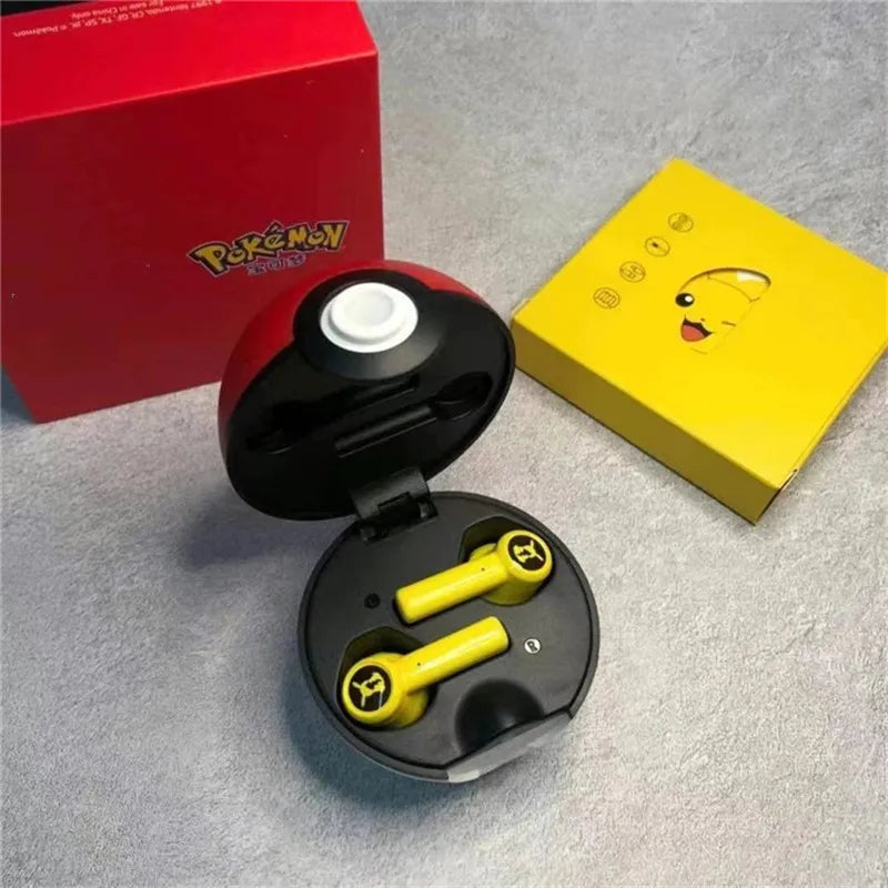 Pokemon Pikachu Wireless Bluetooth Earphones 5.0 - Sport Headphones with Noise Reduction, Touch Control, and Microphone