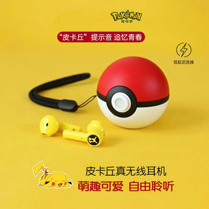 Pokemon Pikachu Wireless Bluetooth Earphones 5.0 - Sport Headphones with Noise Reduction, Touch Control, and Microphone