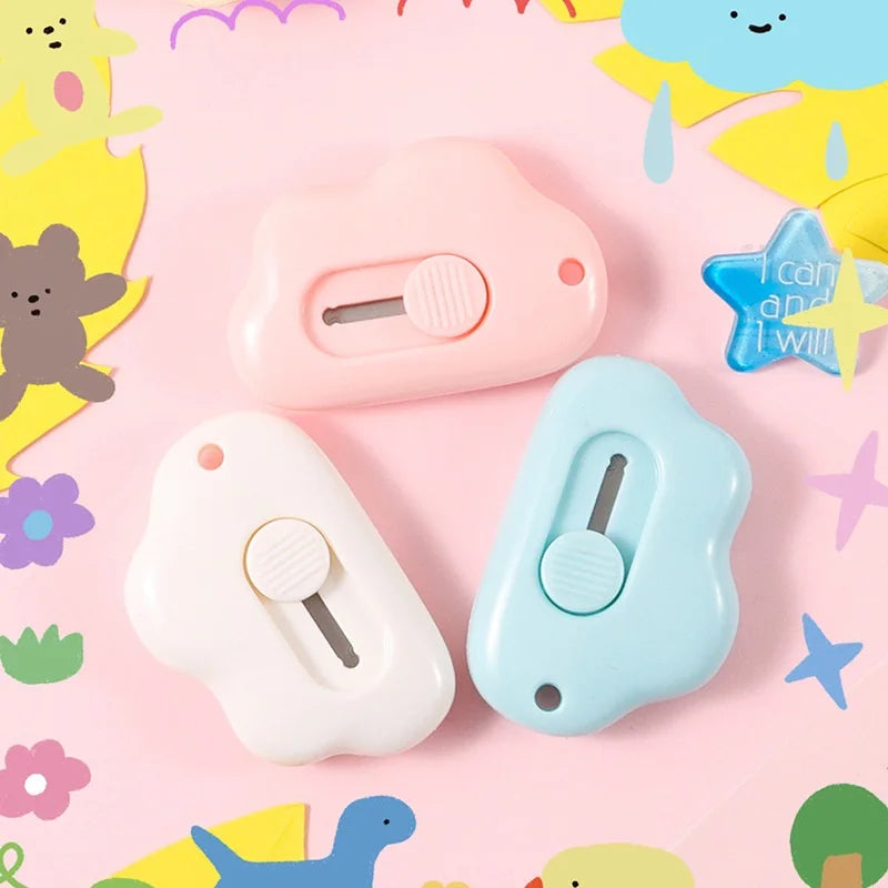 Cute Rabbit Cloud Color Mini Utility Knife | Portable Paper Cutter | Razor Blade for Office Stationery and Cutting Supplies